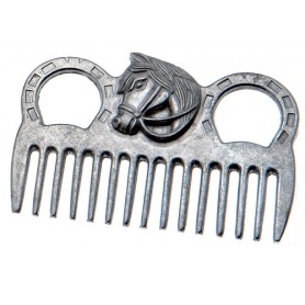 Hh Aluminium Comb Without Handle With Horse Head Embellishment